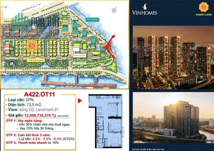 Bán gấp căn 2PN Vinhomes BaSon Quận 1, View Sông và Landmark 81 chỉ 10.6 Tỷ