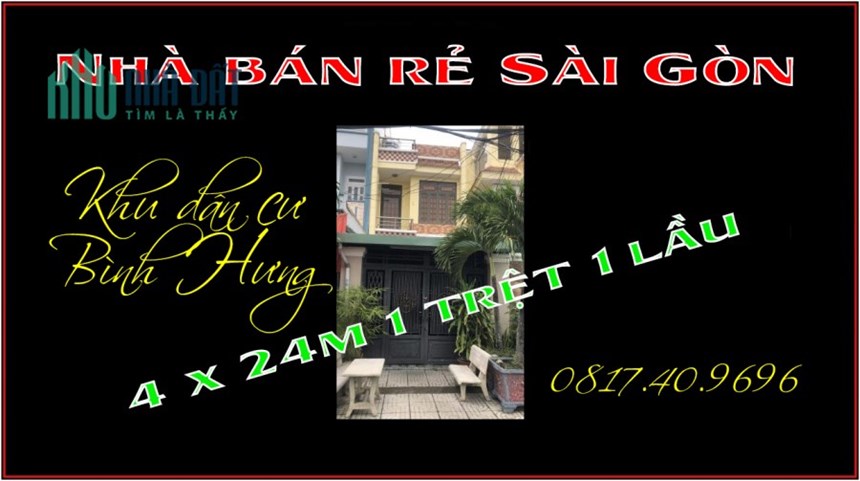 Bán rẻ nhà phố 4 x 24m 1 trệt 1 lầu KDC Bình Hưng TP.HCM