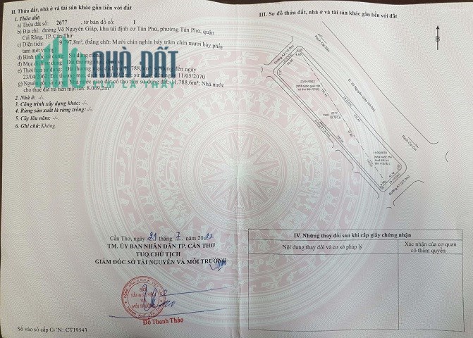 Bán đất thương mại dịch vụ tại khu TĐC Tân Phú, phường Tân Phú, quận Cái Răng, TP. Cần Thơ