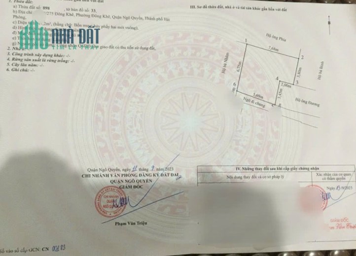 Bán đất ngõ 275 Đông Khê, diện tích 47m GIÁ 1.5 tỉ ngay gần Chợ
