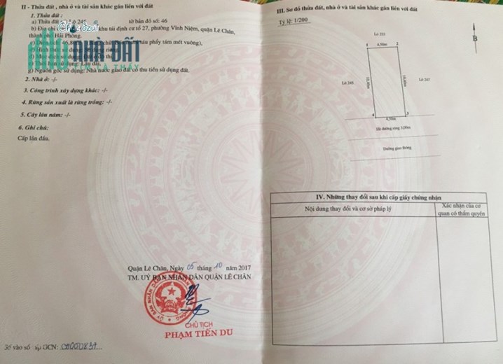 Bán lô đất diện tích 46.8m đẹp nhất TĐC Tam Kỳ - Vĩnh Niệm  giá 67 triệu/m