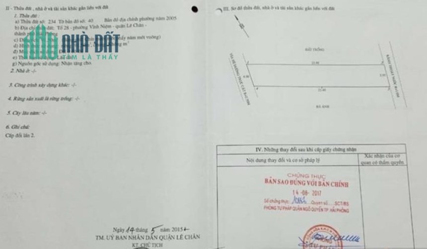 Bán lô đất 183m ngang 8m mặt đường Trực Cát - Thiên Lôi giá 62 tr/m cực đẹp