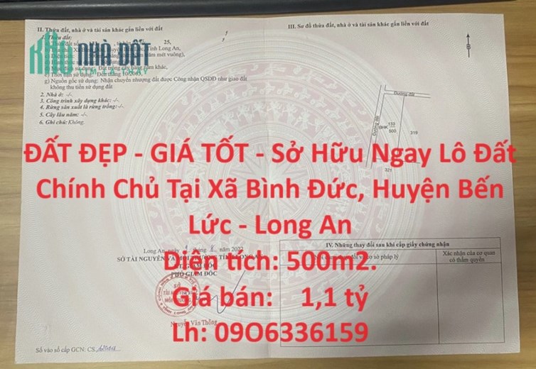 ĐẤT ĐẸP - GIÁ TỐT - Sở Hữu Ngay Lô Đất Chính Chủ Tại Xã Bình Đức, Huyện Bến Lức - Long An