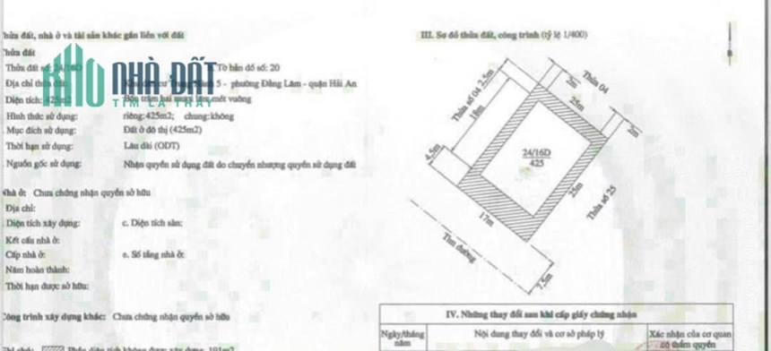 Bán lô đất tuyến 2 Lê Hồng Phong diện tích 425 M