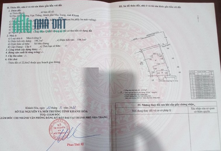 Bán đất trung tâm Tp Nha Trang 443m2 ngang 16,7m