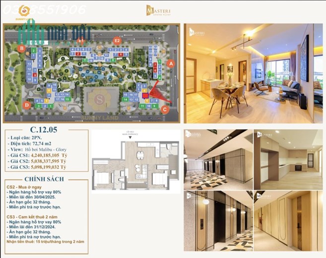 Mở bán căn hộ khu Compound Cao cấp Masteri Centre Point, Căn 2PN 2WC chỉ 4.2 Tỷ