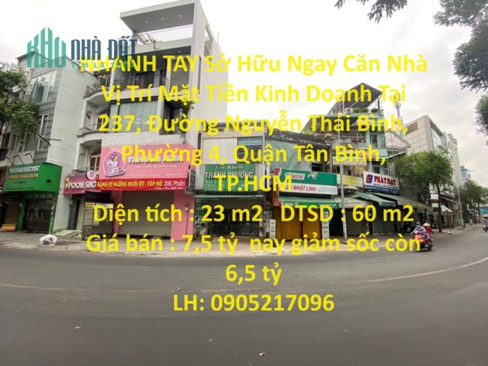 NHANH TAY Sở Hữu Ngay Căn Nhà Vị Trí Mặt Tiền Kinh Doanh Tại Quận Tân Bình, TP.HCM
