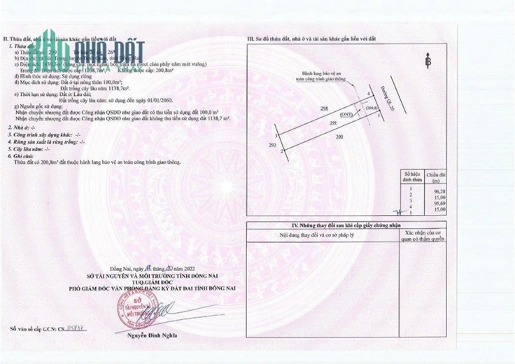 BÁN ĐẤT ĐỒNG NAI MẶT TIỀN ĐƯỜNG QUỐC LỘ 20 GIÁ CHỈ 1,4TR/M2
