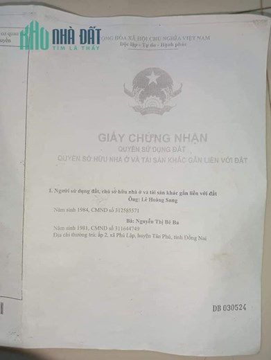 BÁN GẤP Đất Chính Chủ - Giá Ưu Đãi - Vị Trí Đẹp Tại Ấp 2 Xã Phú Lập, Huyện Tân Phú - Đồng Nai