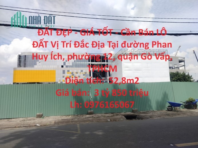 ĐẤT ĐẸP - GIÁ TỐT - Cần Bán LÔ ĐẤT Vị Trí Đắc Địa Tại quận Gò Vấp, TPHCM