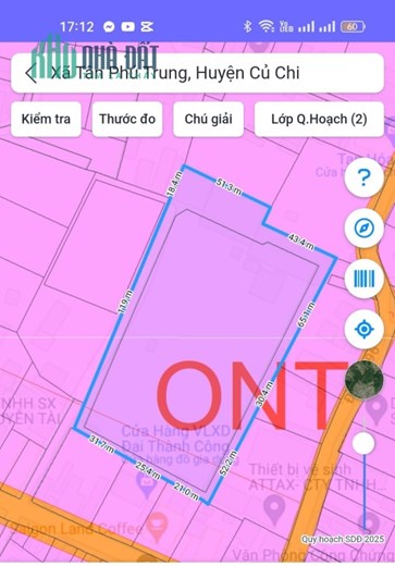 Bán mặt tiền thụt Nguyễn Thị Lắng, 13.095,6m2,  xã Tân Phú Trung, Huyện Củ Chi