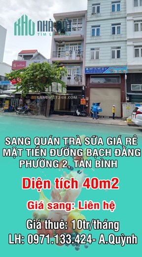 SANG QUÁN TRÀ SỮA GIÁ RẺ MẶT TIỀN ĐƯỜNG BẠCH ĐẰNG, PHƯỜNG 2, TÂN BÌNH