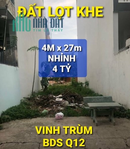 HIẾM - Đất 108m2 nhỉnh 4 tỷ Hiệp Thành Quận 12 TpHCM