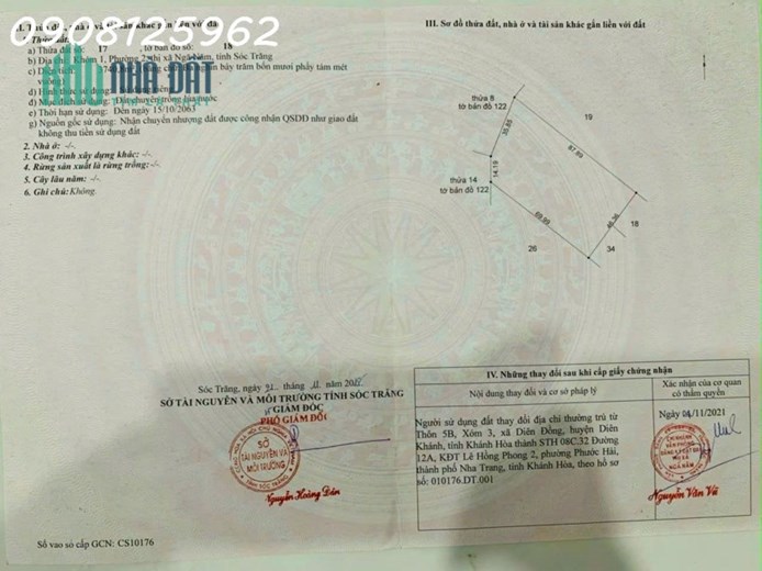 Chính chủ bán 3 lô đất ở khóm 1, phường 2, Thị xã Ngã Năm, tỉnh Sóc Trăng