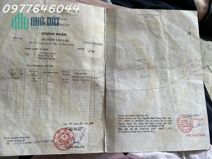 Cần bán đất mẫu lớn 2,9 ha. Đất trồng cây cao su xã long Nguyên huyện Bàu Bàng, Bình Dương
