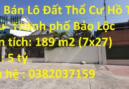 Cần Bán Lô Đất Thổ Cư Hồ Tùng Mậu- Phường 1, Thành phố Bảo Lộc, Lâm Đồng