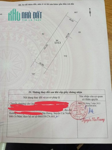 Do Kẹt Vốn Làm Ăn - Chính Chủ Cần Bán Nhanh Lô Đất Xã Tân Hưng, Huyện Cái Nước, Cà Mau