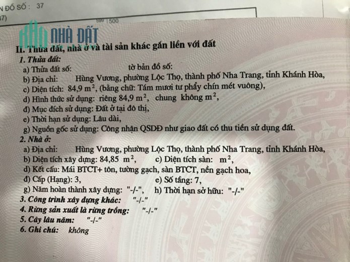 Bán nhà 7 tầng 2 mặt đường Hùng Vương phố Tây ở Nha Trang