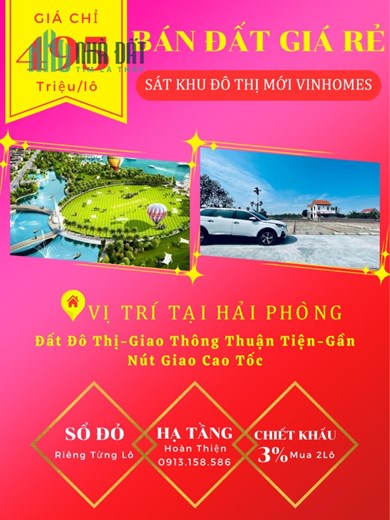 BÁN ĐẤT TRUNG TÂM QUẬN DƯƠNG KINH GIÁ CHỈ 495TR/LÔ, BAO PHÍ SANG TÊN