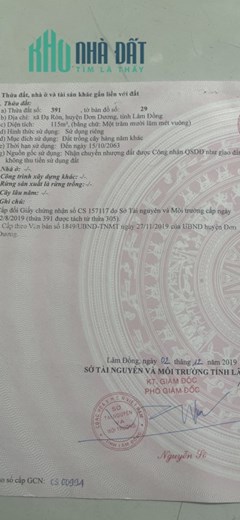 CẦN BÁN LÔ ĐẤT XÃ ĐẠ RÒN - HUYỆN ĐƠN DƯƠNG - TỈNH LÂM ĐỒNG