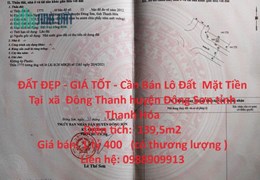 ĐẤT ĐẸP - GIÁ TỐT - Cần Bán Lô Đất  Mặt Tiền Tại  xã  Đông Thanh huyện Đông Sơn tỉnh Thanh Hóa