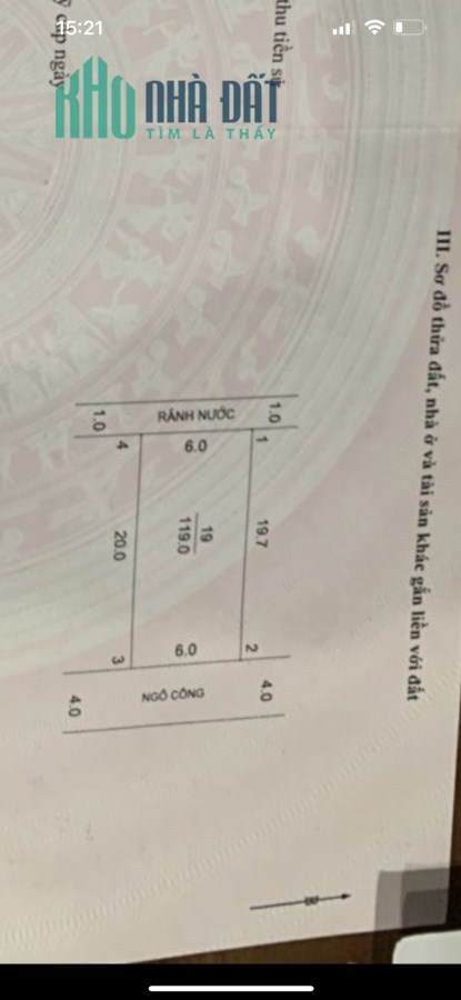 Chính chủ gia đình em cần bán lô đất  119m thuộc làn 2 mặt đường liên tỉnh 419.
-Diện tích 119m,