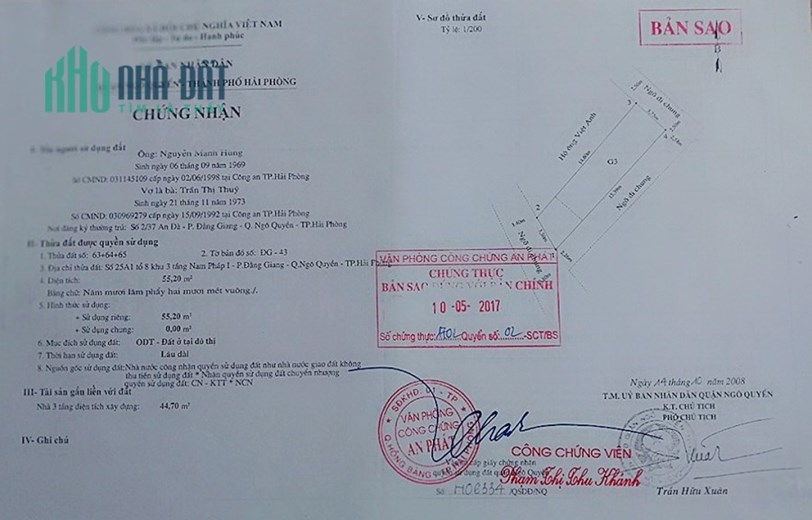 Bán nhà mặt ngõ Nam Pháp thông Văn Cao, 55m 3 tầng lô góc GIÁ 3.4 tỉ ô.tô tận cửa