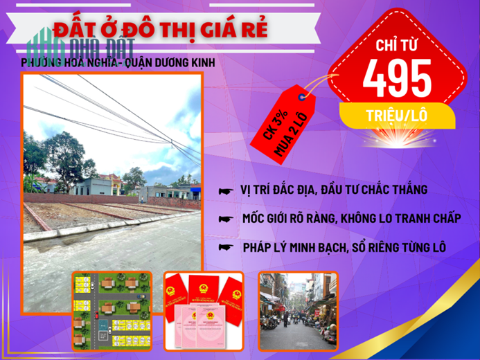 Bán đất ở đô thị giá rẻ gần chợ Hoà Nghĩa sát Vinhomes DƯơng Kinh