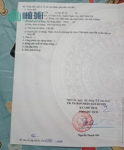 CHÍNH CHỦ CẦN BÁN LÔ ĐẤT ĐẸP HUYỆN NGHI LỘC- TỈNH NGHỆ AN