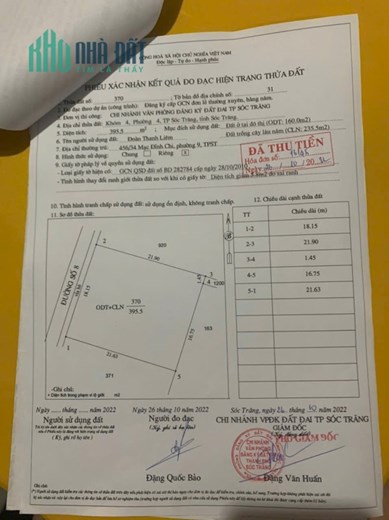 Chính chủ cần bán đất mặt tiền đường số 8 KDT 5A, TP Sóc Trăng