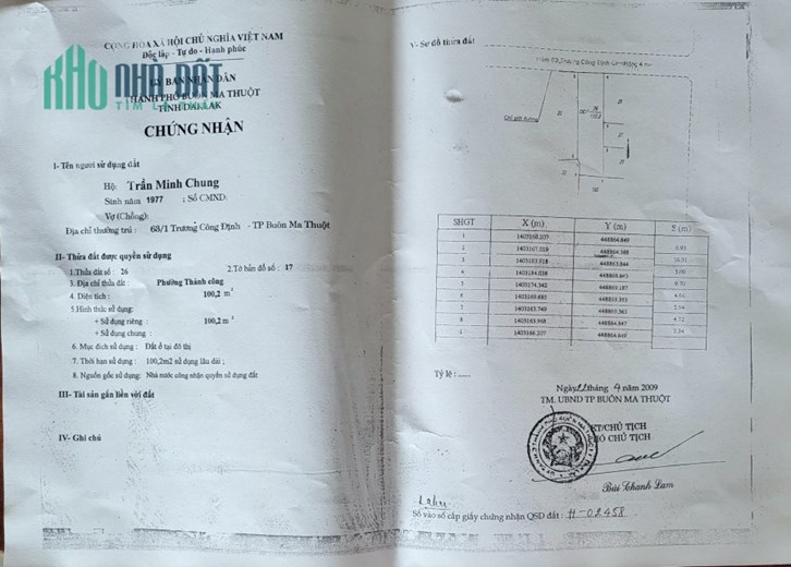 Nhà 2 tầng 63/1A  Trương Công Định  - Tp BMT. Dt: 5x20 Tc 100% giá giảm còn 2.6 tỷ