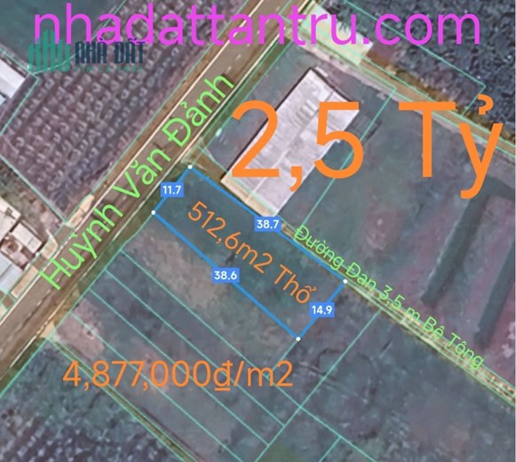 Bán gấp hạ giá đất thổ Tân Trụ hai mặt tiền gần Quốc Lộ 50B giá 2,5 Tỷ