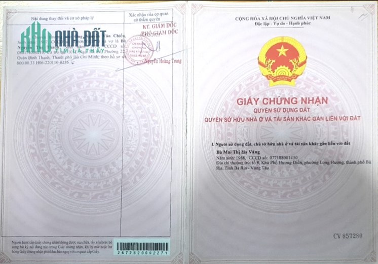 CHÍNH CHỦ CẦN BÁN  LÔ ĐẤT ĐÔ THỊ GIÁ RẺ TẠI PHƯỜNG HẮC DỊCH, BRVT