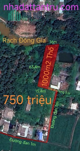 Bán gấp lô đất thổ Tân Trụ  vay vốn ngân hàng giá 1 tỷ hạ còn 750 triệu
