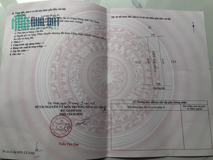 CHÍNH CHỦ BÁN ĐẤT PHƯỜNG AN HOÀ – THỊ XÃ TRẢNG BÀNG – TỈNH TÂY NINH