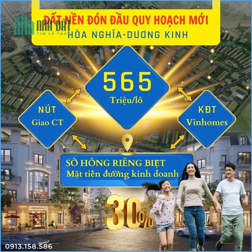Chỉ 565tr sở hữu ngay lô góc 2 mặt tiền gần trường học tại Quận Dương Kinh HP