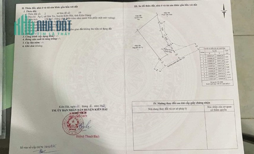 Bán đất xã Hòn Tre, huyện Kiên Hải, tỉnh Kiên Giang.