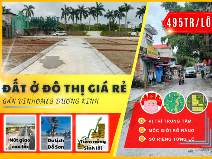 Do không sử dụng tới nên em muốn bán 2 lô đất ở đô thị gần Vinhomes Dương Kinh giá 495tr/lô