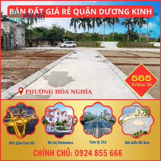 Bán gấp lô góc đất ở đô thị phường Hòa Nghĩa giá 565 triệu mặt tiền gần 5m.