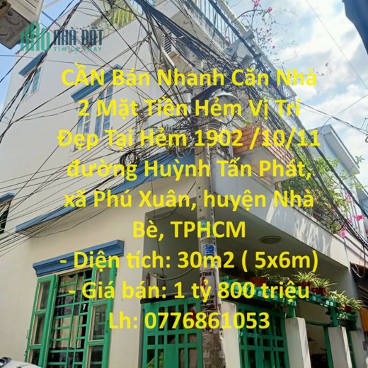 CẦN Bán Nhanh Căn Nhà 2 Mặt Tiền Hẻm Vị Trí Đẹp Tại huyện Nhà Bè, TPHCM