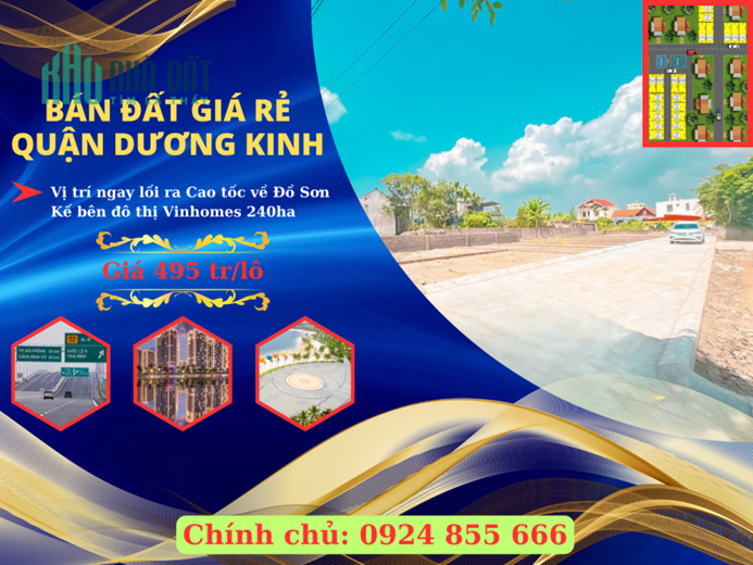 Cơ hội sở hữu lô đất rẻ nhất phường Hòa Nghĩa, quận Dương Kinh chỉ 495tr/ lô.