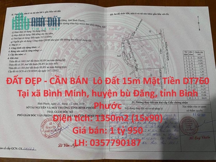 ĐẤT ĐẸP - CẦN BÁN  Lô Đất 15m Mặt Tiền DT760 Tại  xã Bình Minh, huyện bù Đăng, tỉnh Bình Phước