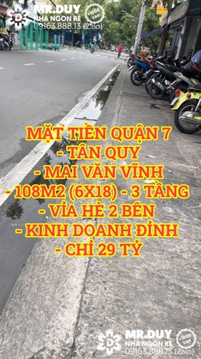 Bán nhà mặt tiền Quận 7 Tân Quy Mai Văn Vĩnh 108m2(6x18) 3 tầng kinh doanh đỉnh
