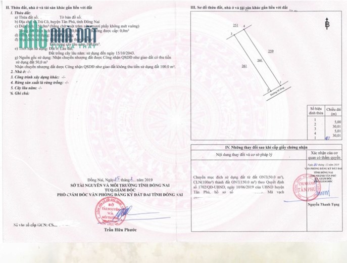 Cần bán lô đất xã Trà Cổ, Huyện Tân Phú, Đồng Nai