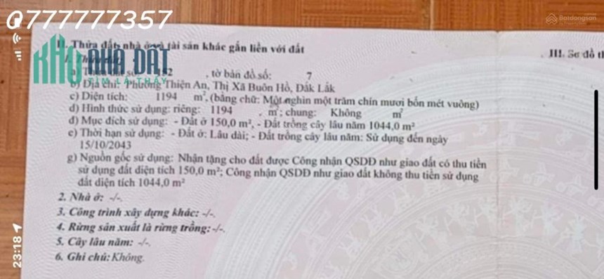 Bán nhà Bùi Xuân Phái, Phường Thiện An, Buôn Hồ, Xây kiên cố