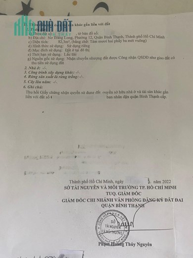 Bán Lô Đất HXH 290/70 Nơ Trang Long thông qua số 4 Phan Chu Trinh, Hoc Viện CB
