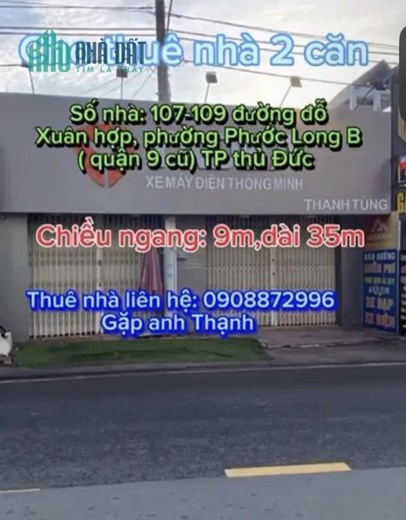 Cho thuê 2 căn nhà Mặt Tiền Đỗ Xuân Hợp, cách Chợ Phước Long B 500m, Quận 9 (Tp Thủ Đức)