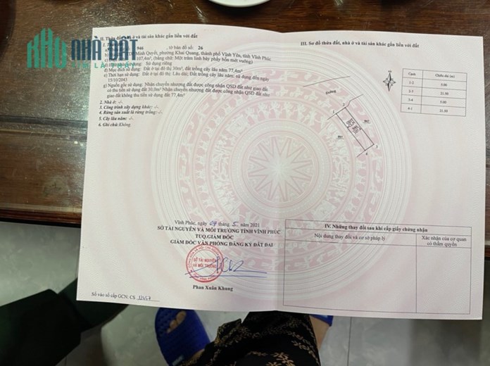 Bán đất TDP Minh Quyết, Khai Quang. DT 107m2