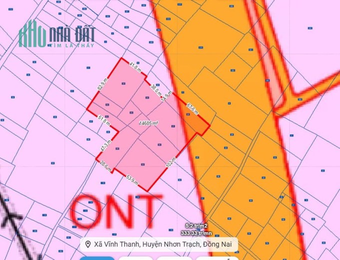 Bán 1,5ha đất mặt tiền Vành Đai 3, tờ 29 giá đầu tư  xã Vĩnh Thanh, Nhơn Trạch