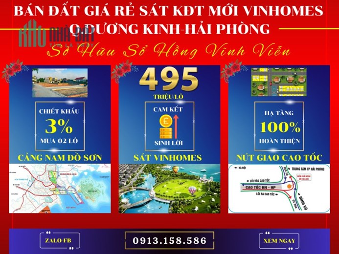Gia đình cần bán 2 lô đất sổ đỏ giá siêu rẻ trung tâm quận Dương Kinh HP. giá chỉ 495tr/lô.